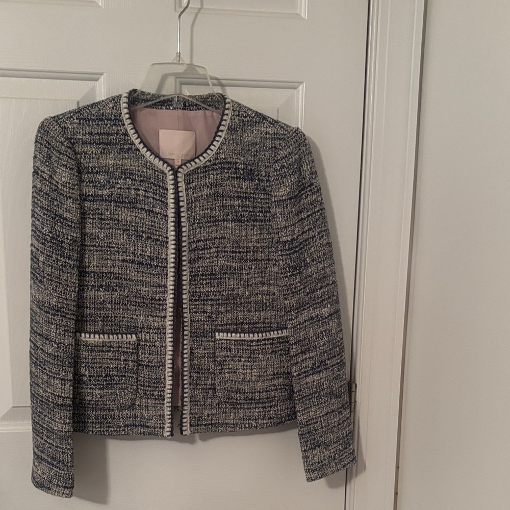 Rebecca Taylor Navy and White Tweed Blazer